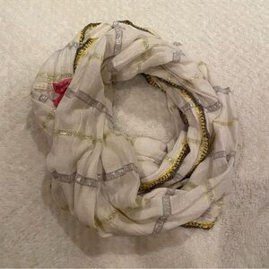 Luv Betsey Johnson Sheer Cream White Infinity Scarf  Grey Yellow
